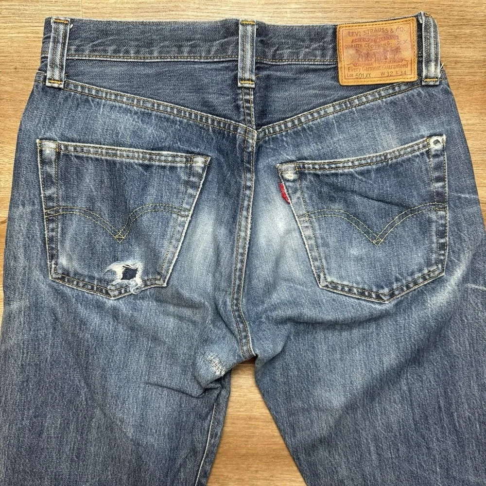 Levi's 501XX Jeans Mens 30x30 Blue Selvedge Patchwork Distressed LVC Big E Denim